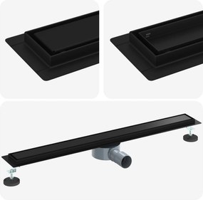 vidaXL Scurgere de duș 2 în 1 cu sifon 360° Negru 80 cm