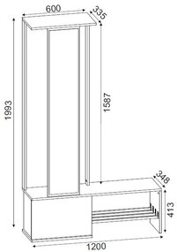 Cuier Ponte - White, Walnut