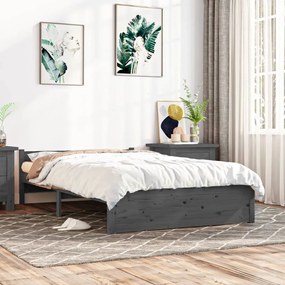 815041 vidaXL Cadru de pat, gri, 120x200 cm, lemn masiv