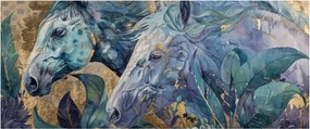 Tablou - Cai cu fundal auriu (120x50 cm)