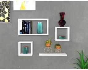 SET 4x etajeră de perete BABI albă