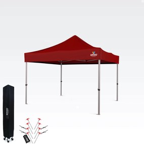 Foișor de grădină pliabil 3x3 m | Protecție UV/PVC premium | Construcție robustă BRIMO | Montaj rapid fără scule - fără pereți - Rosu