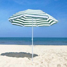 Outsunny Umbrelă de Plajă cu Acoperiș Înclinabil la 45°, Ø1.8x2 m, Verde și Alb | Aosom Romania