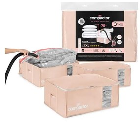 Cutii de depozitare pentru haine 3 buc. din plastic cu vacuum 65x45x27 cm Pink Edition – Compactor