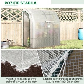 Outsunny 7' x 3' x 7' Outdoor Walk-In Greenhouse, Plant Nursery with Roll-up Windows, PE Cover, and 3 Wire Shelves, White | Aosom Romania