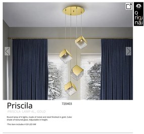 Lustra suspendata cu 4 Pendule design decorativ Priscila aurie