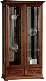 Vitrină lemn masiv nuc Ravino I, 111,8 × 47,5 × 207,9 cm