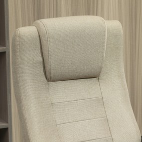 Vinsetto Scaun de Birou Ergonomic, Rotativ și Înclinabil, din Țesătură cu Aspect de In, cu Tetieră, Bej | Aosom Romania