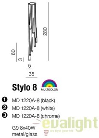 Lustra design modern Stylo 8 chrome