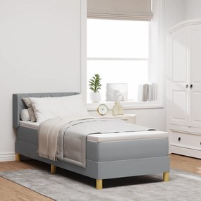 vidaXL Pat cu Saltea cu Arcuri Gri deschis 80 x 200 cm țesătură
