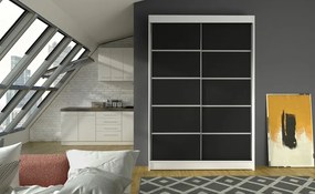 Dulap cu usi glisante 120x200 cm, Benisso, ADRK Furniture (Culoare: Alb)