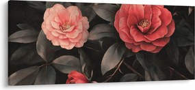 Tablou - Flori roșii pe fundal întunecat (120x50 cm)