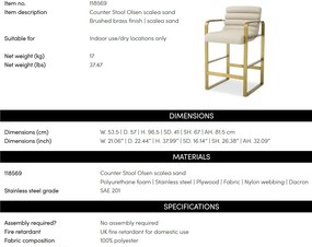 Scaun de bar elegant design LUX Counter Olsen, scalea sand