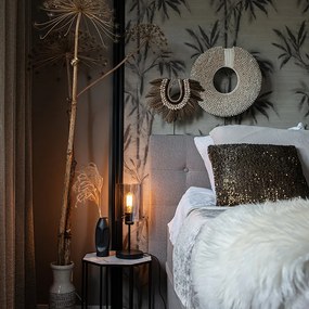 Lampă de masă de design neagră cu sticlă fumurie pe suport - Dome