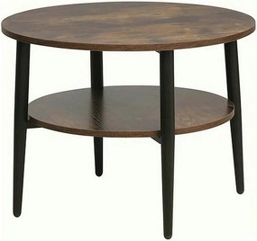Masuta cafea ELLA B, maro rustic/negru mat, PAL/metal, 60x45 cm