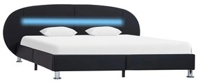 285431 vidaXL Cadru de pat cu LED, negru, 180 x 200 cm, piele ecologică