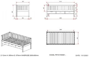 Pat Cabină Fritz 90x200 cm cu Sertare, pentru Copii, Alb – Vipack