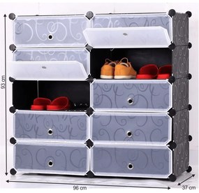 Organizator de pantofi modular, negru   alb lapte, BEKIM TYPE 1