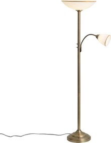 Lampă clasică de podea bronz cu sticlă opal 2 lumini - Katarina