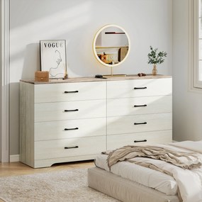 HOMCOM Comodă cu 8 Sertare pentru Dormitor, Modernă, cu Mânere, Spațioasă pentru Sufragerie, Cameră și Hol, 140x40x86 cm, Nuc și Gri Deschis | Aosom Romania