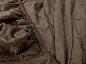 Cearsaf jersey cu lycra maro inchis 90 x 200 cm