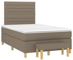 vidaXL Pat box spring cu saltea, taupe, 120x190 cm material textil