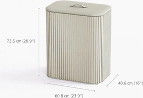 Coș de rufe Joseph Joseph Tota Trio Luxe 5000008, 90 l, 3 compartimente, mânere de transport, bambus, ecru