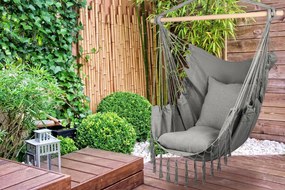 ShopJK SCAUN SUSPENDAT GRI DESCHIS XXL BRAZILIAN + 2X PERNĂ