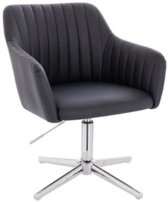 HC190CROSS Scaun Neagră din Piele Ecologica cu Bază Cromata