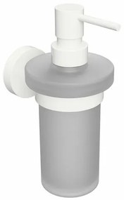 Dozator de săpun Sapho XR101W X-Round White 230ml , sticlă lăptoasă/alb