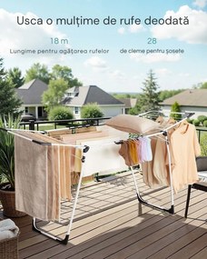 Uscător de rufe BREEZE, 56,5x173x96,5cm, alb SongmicsHome