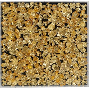 Decoratiune de perete cu rama Auriu Flower 60x60cm