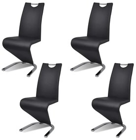 Scaune de bucatarie, 4 buc., negru, piele ecologica 4, Negru, In forma literei U