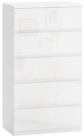 HOMCOM Comodă Modernă cu 4 Sertare Anti-Răsturnare, Comodă din Pal Melaminat, 55x33x80 cm, Alb Lucios | Aosom Romania
