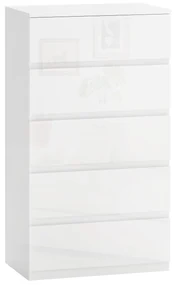HOMCOM Comodă Modernă cu 4 Sertare Anti-Răsturnare, Comodă din Pal Melaminat, 55x33x80 cm, Alb Lucios | Aosom Romania