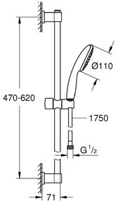 Set de dus cu bara 60 cm Grohe Vitalio Start crom 1 functie