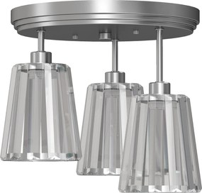 HOMCOM Plafonieră LED din Cristal cu 3 Lumini, Dulii E27, fără Becuri, pentru Living, Argintie | Aosom Romania