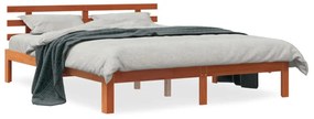 844277 vidaXL Cadru de pat cu tăblie, maro ceruit, 180x200 cm, lemn masiv pin