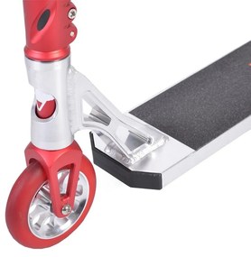 Trotineta Freestyle NOVOKIDS™ Rebel Stunter PRO, Maner 67 cm latime, Max 100 kg, Frana picior, Cadru si roti aluminiu, Diametru roata 120 mm, Rosu