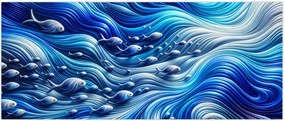 Tablou – Pești în valuri (120x50 cm)