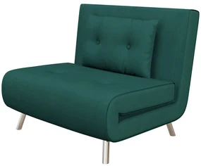 HOMCOM Fotoliu Pat Convertibil 3 în 1, Rabatabil, Tapiterie Catifea, Pernă Inclusă, 100x88x83cm, Verde Închis | Aosom Romania