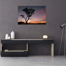 Tablou - Copac și nuanțe roșiatice (90x60 cm)
