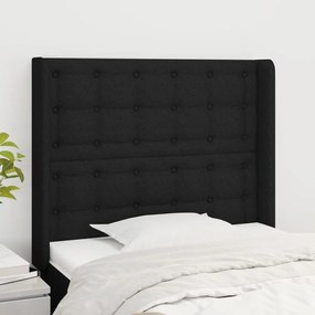 3119990 vidaXL Tăblie de pat cu aripioare, negru, 83x16x118/128 cm, textil