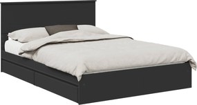 vidaXL Pat cu storage cu headboard Negru 150 x 200 cm Lemn compozit
