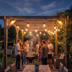 Ghirlandă decorativă LED solară reglabilă 20xE27/3V USB 2400 mAh 20,62 m IP65 negru + telecomandă