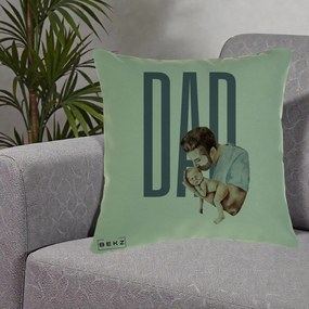 Cadou pentru Tata - Perna Personalizata DAD Tata si Nou-Nascut, 40x40 cm, Verde, Husa Detasabila, Perna Inclusa, BEKZ®
