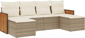 vidaXL Set canapele de grădină cu perne, 6 piese, bej, poliratan