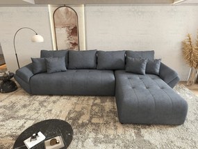 Colțar extensibil dumonde cu ladă de depozitare si sezut confortabil din spuma high-density,Berlin XL Enjoy Antracit 350x185 cm II