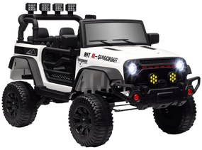 AIYAPLAY Mașină Electrică pentru Copii +3 Ani cu Baterie 12V Telecomandă Faruri LED Claxon Muzică Alb | Aosom Romania