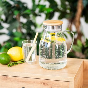 Carafă de sticlă cu capac 4Home BambooHot&Cool, 1,7 l